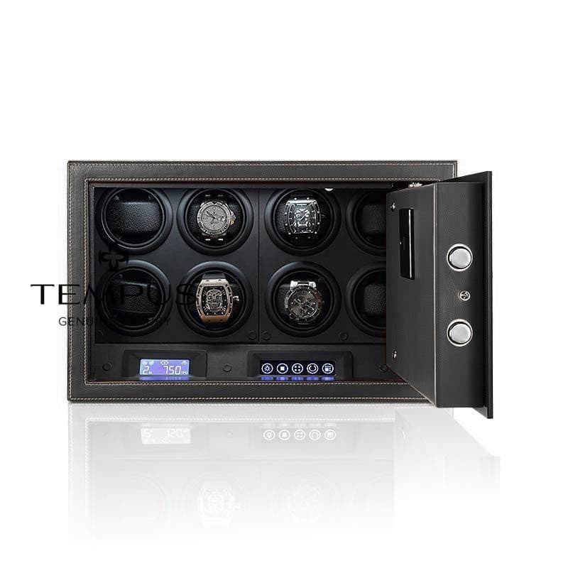 Tempus 8 Watch Box in Black Piano Finish with Bio Metric Lock - Tempus Luxury  Watch Winders