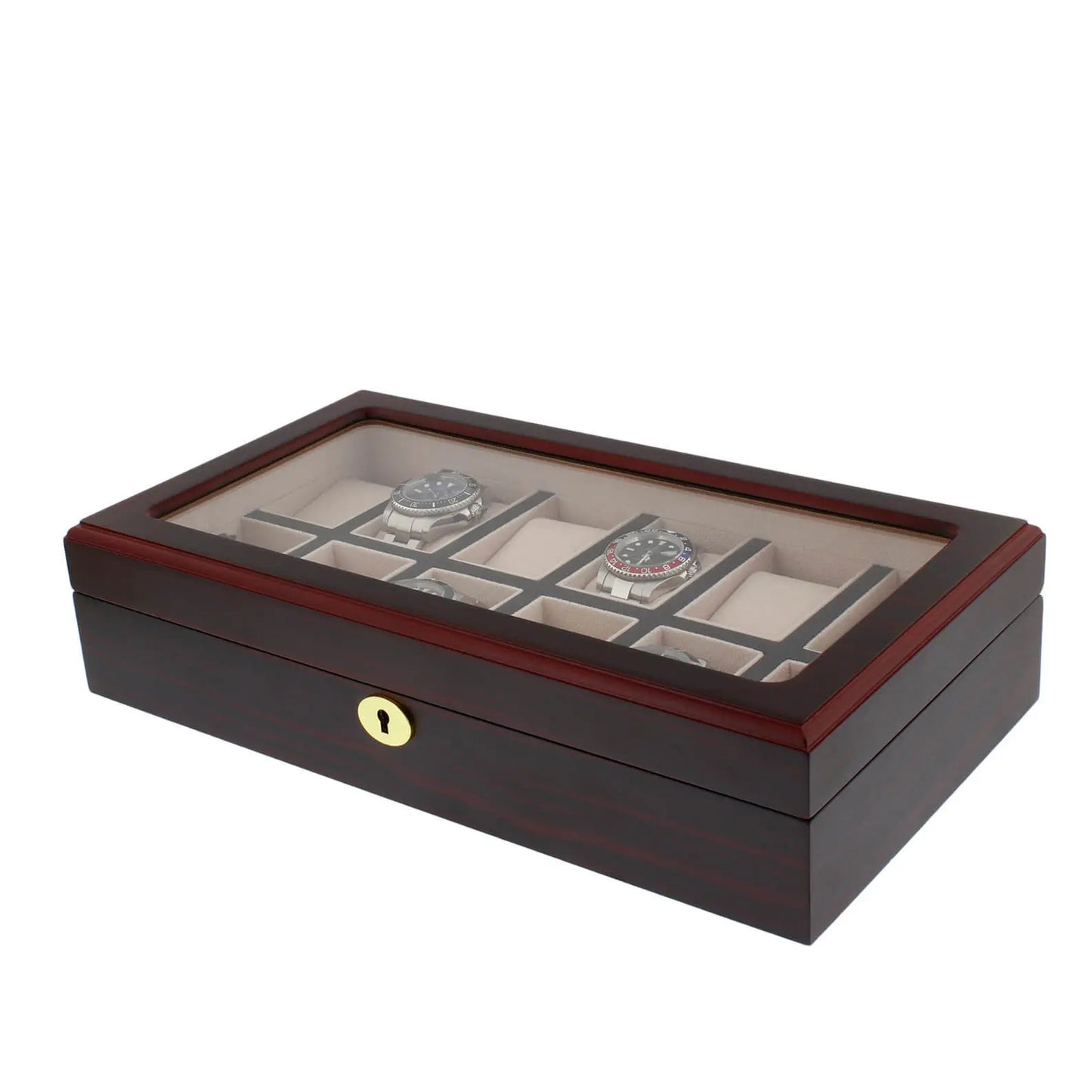 12 Watch Box in Premium Cherry Wood Satin Finished by Tempus