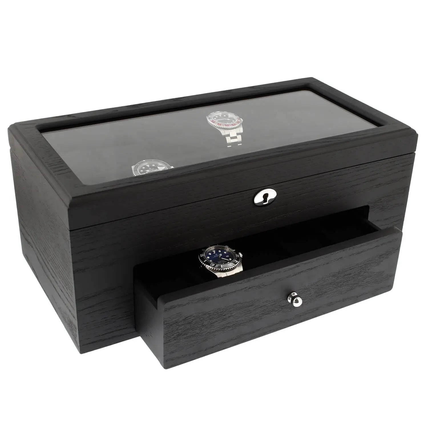 22 Watch Box Premium Qualitry Black Oak Veneer with Drawer by Tempus Luxury