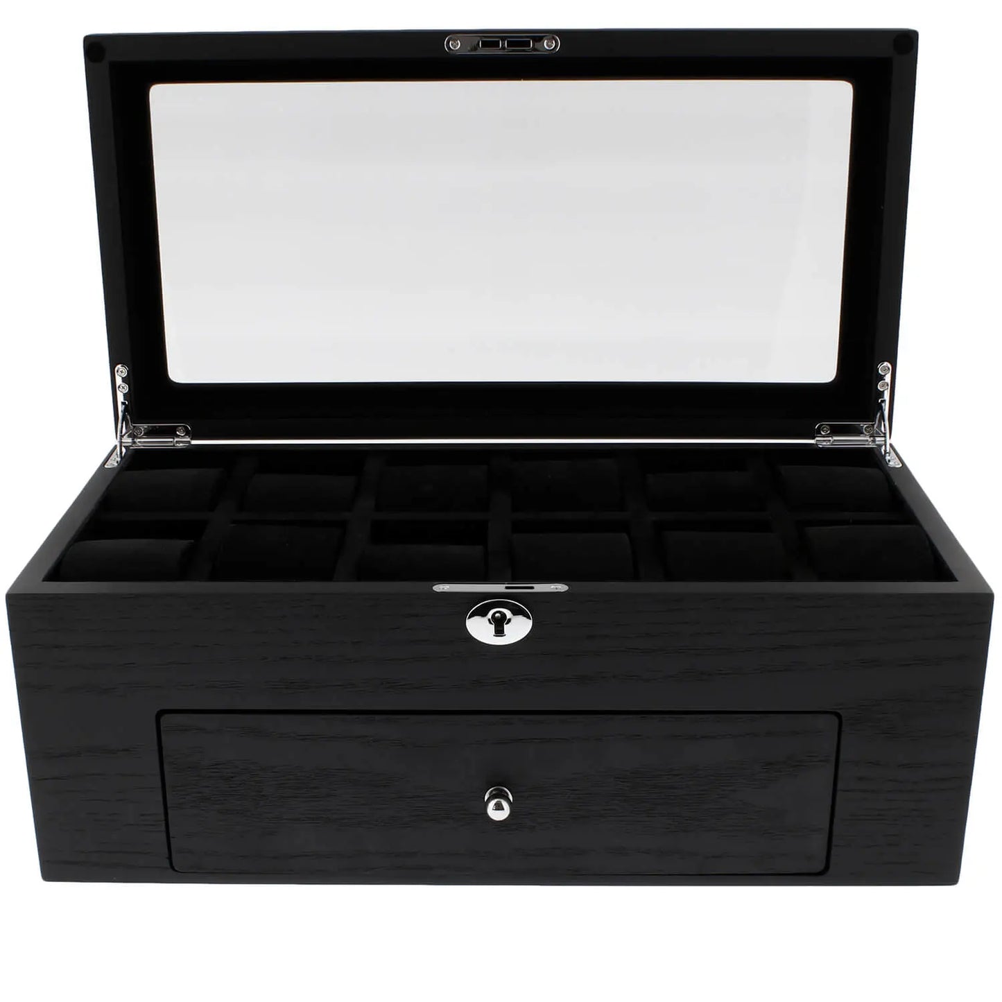 22 Watch Box Premium Qualitry Black Oak Veneer with Drawer by Tempus Luxury