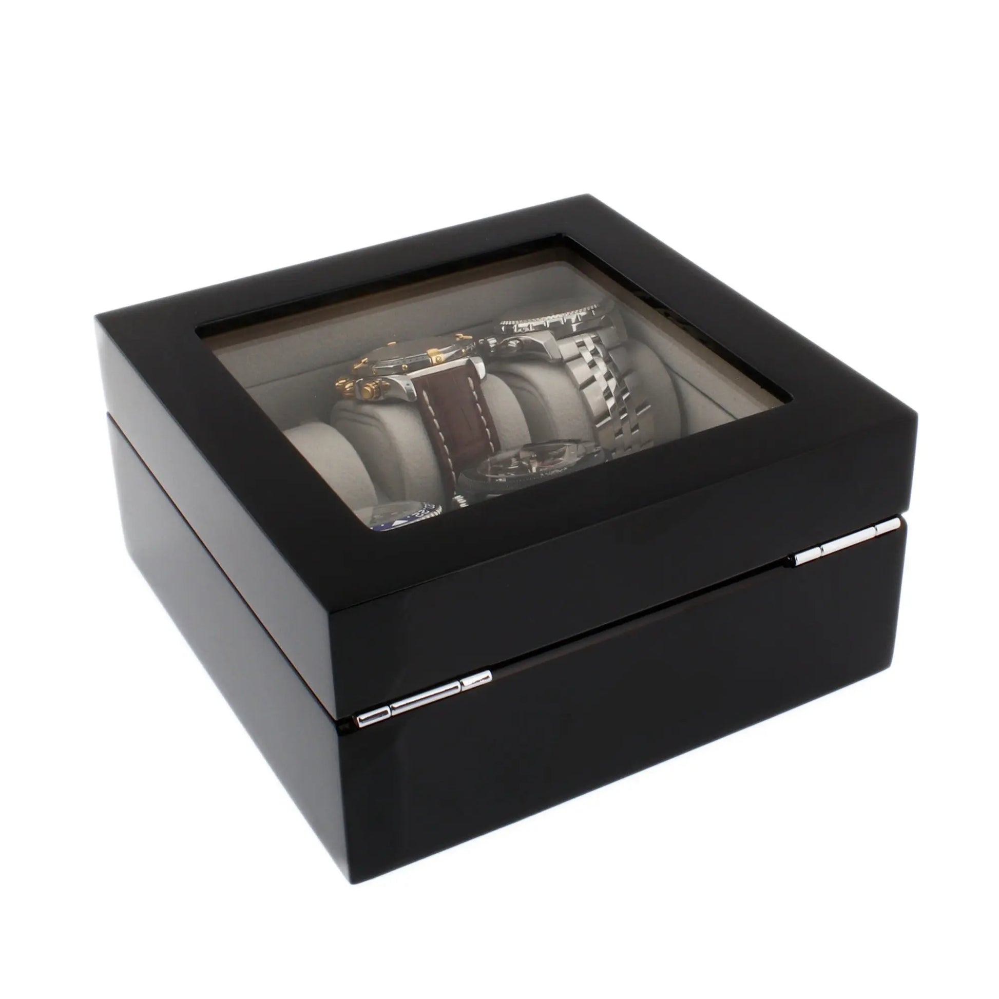 Premium 6 Watch Box in Piano Black Gloss Finish with Grey Luxury Lining