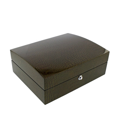 Premium 8 Watch Box in Green High Gloss Lacquered Crocodile Print Finish