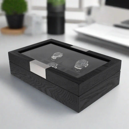 Premium Black Oak Veneer 10 Watch Box by Tempus Luxury