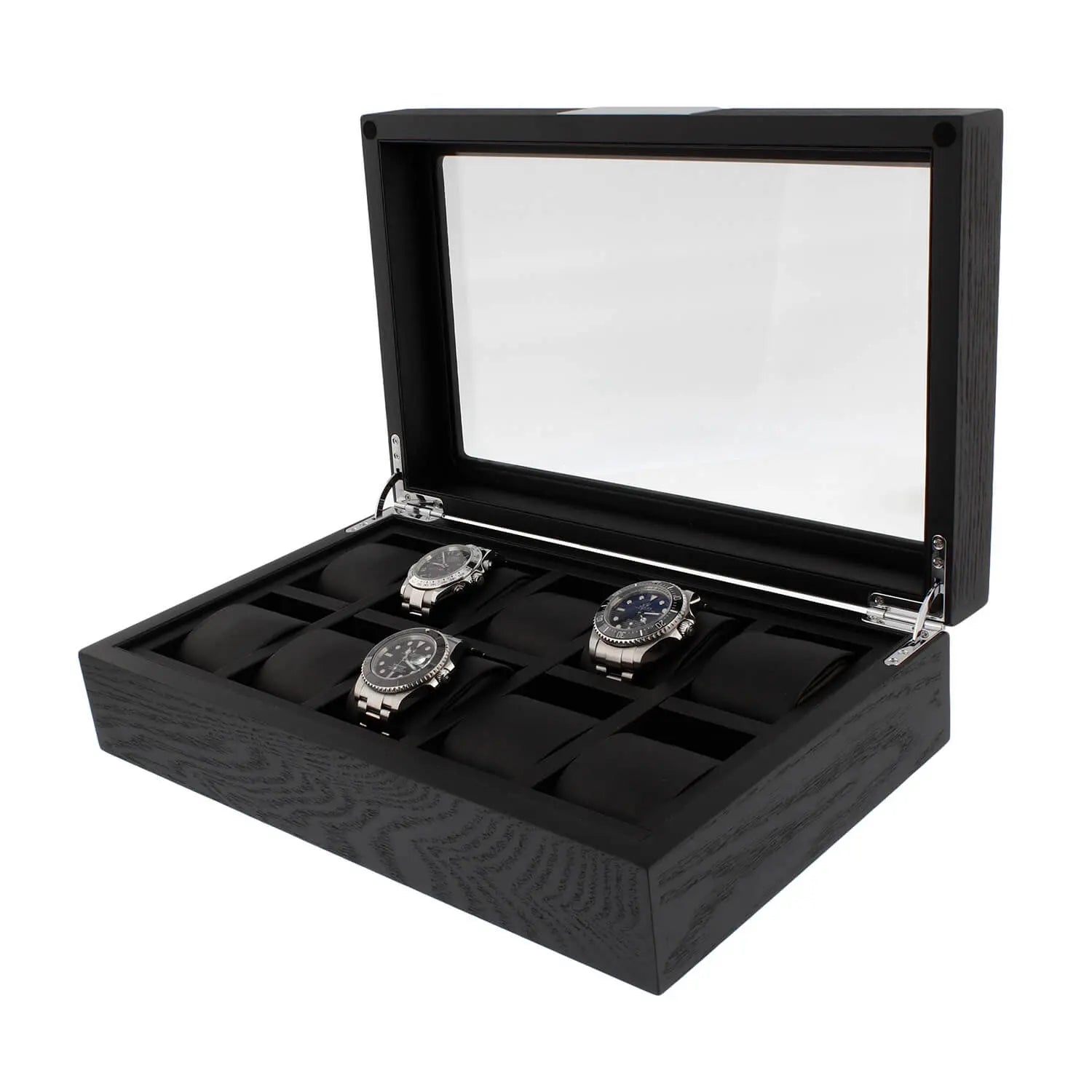 Premium Black Oak Veneer 10 Watch Box by Tempus Luxury