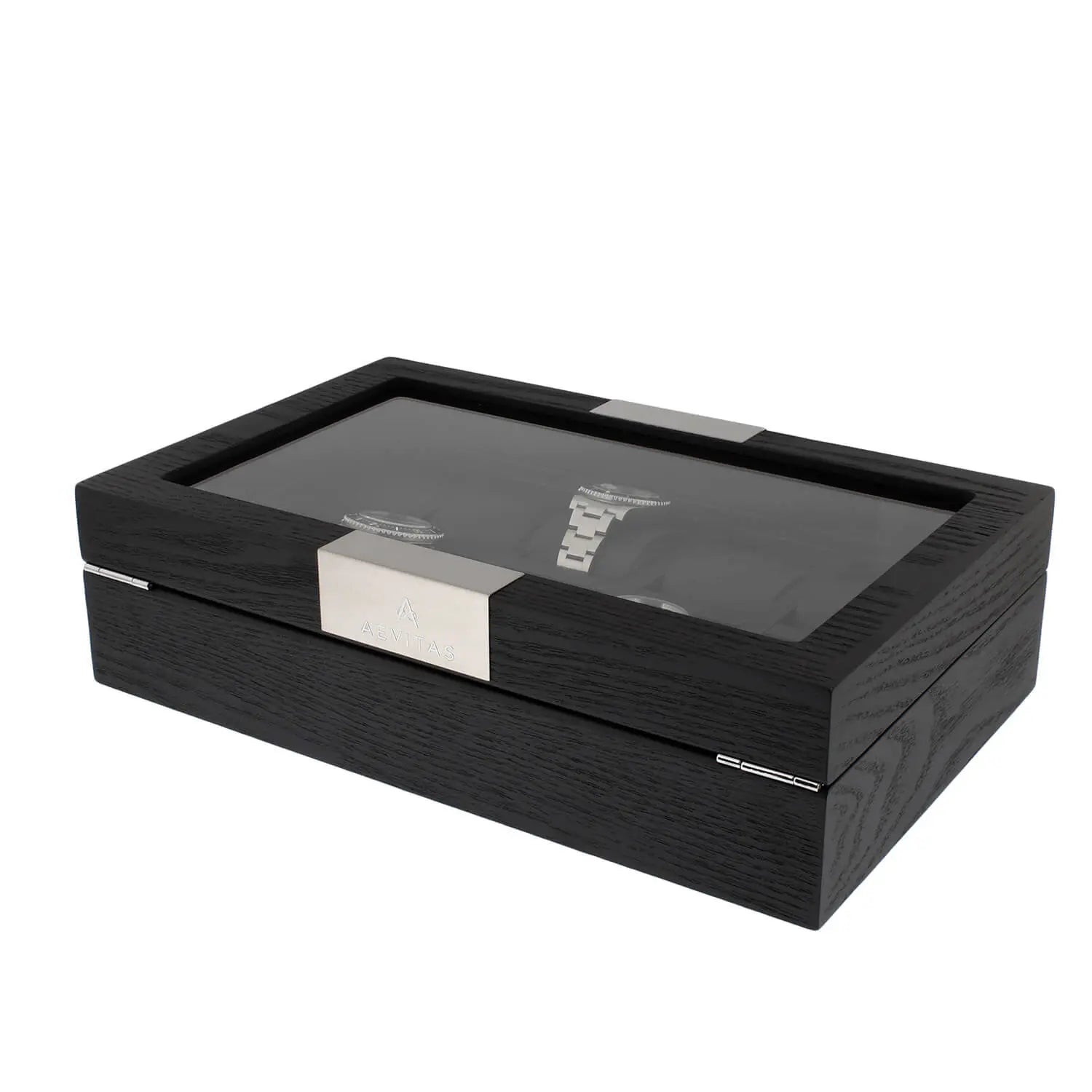 Premium Black Oak Veneer 10 Watch Box by Tempus Luxury