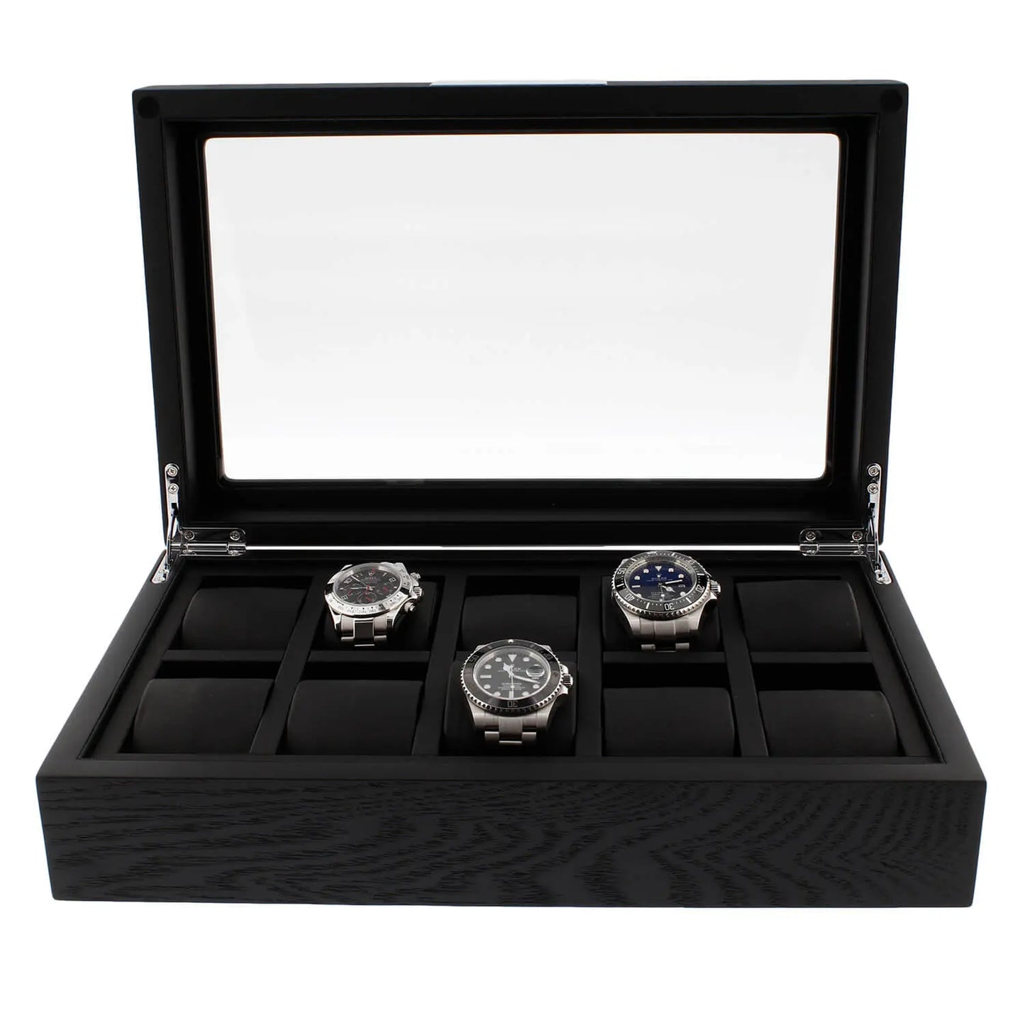 Premium Black Oak Veneer 10 Watch Box by Tempus Luxury