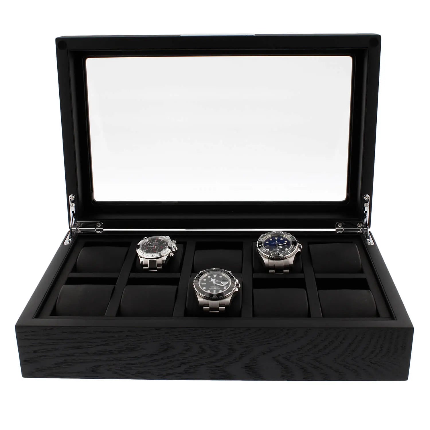 Premium Black Oak Veneer 10 Watch Box by Tempus Luxury