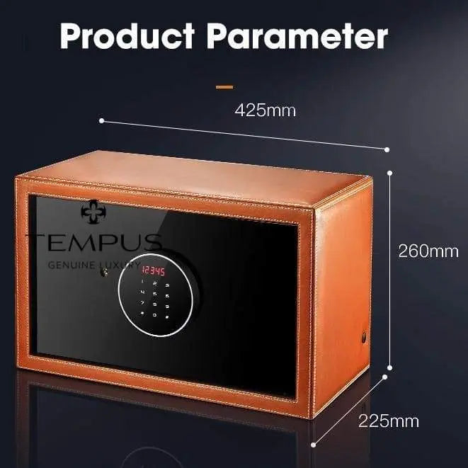 Tempus 8 Watch Winder Safe Black Leather finish with FingerPrint Entry